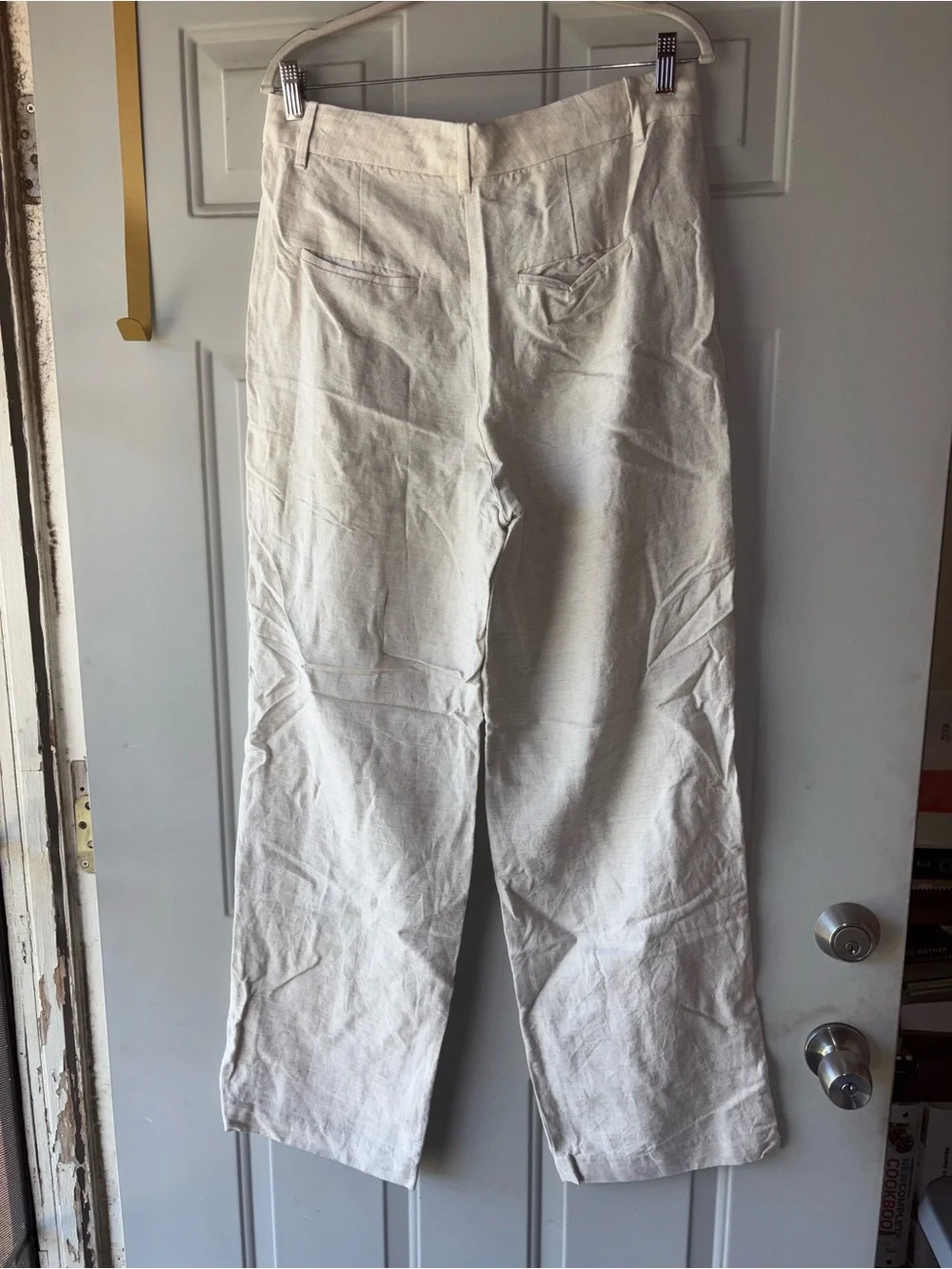 Wilfred beige linen blend wide leg pants size 12
